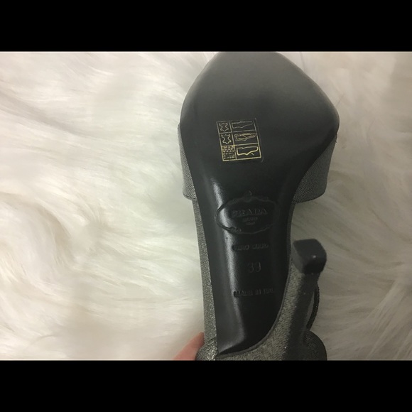 Prada Dark Silver Metallic Strap Heels Size 39 - Picture 5 of 9